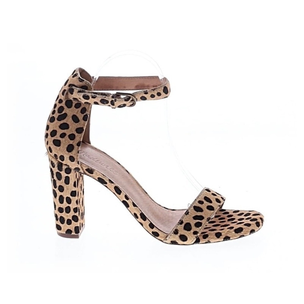 Madewell Leopard Print Calf Hair Block Heel Sandals Tan‎ Black Size 7 - Picture 2 of 9